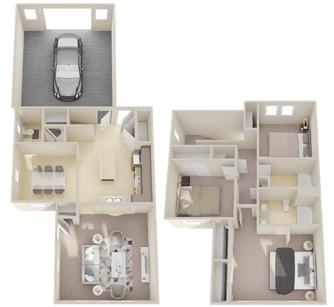 Floor plan for 3 beds, 2.5 baths, 1568 sqft